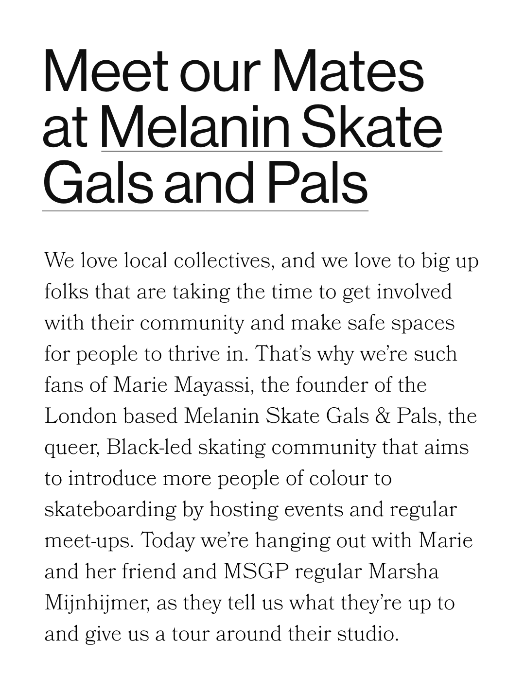 MEET OUR MATES AT MELANIN SKATE GALS & PALS