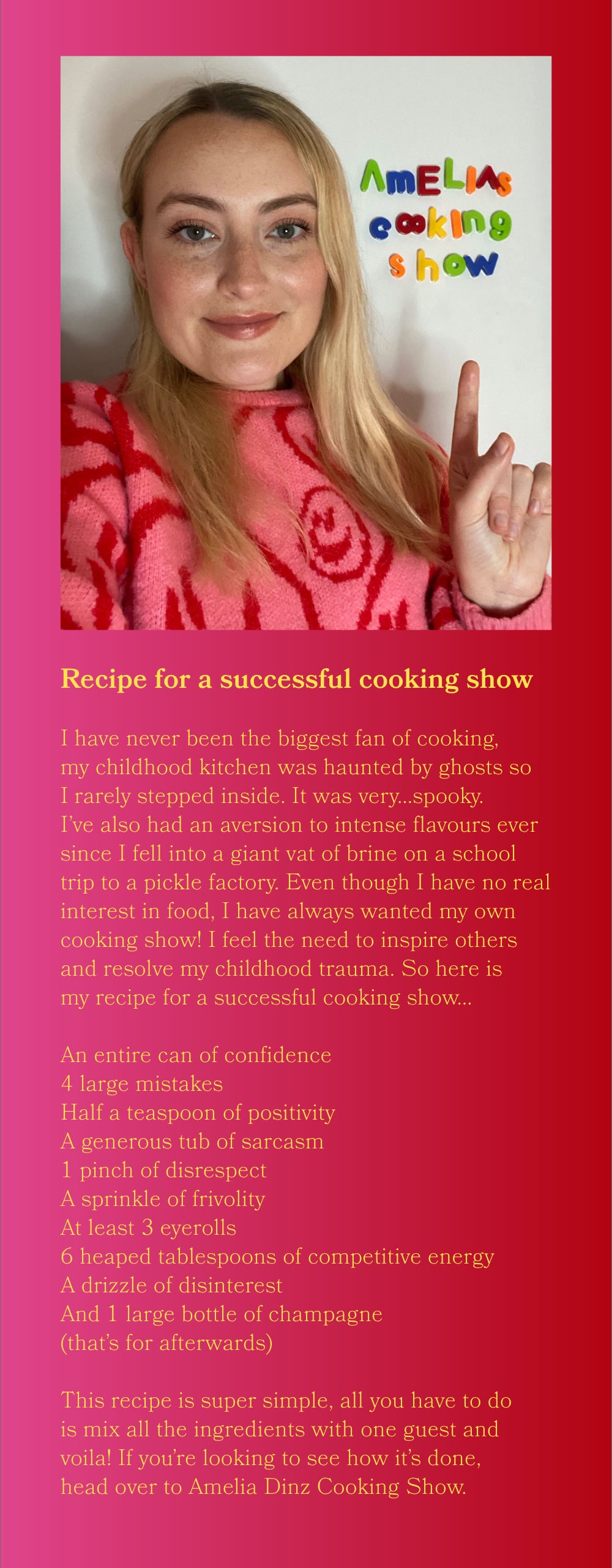 Amelia's cooking show
