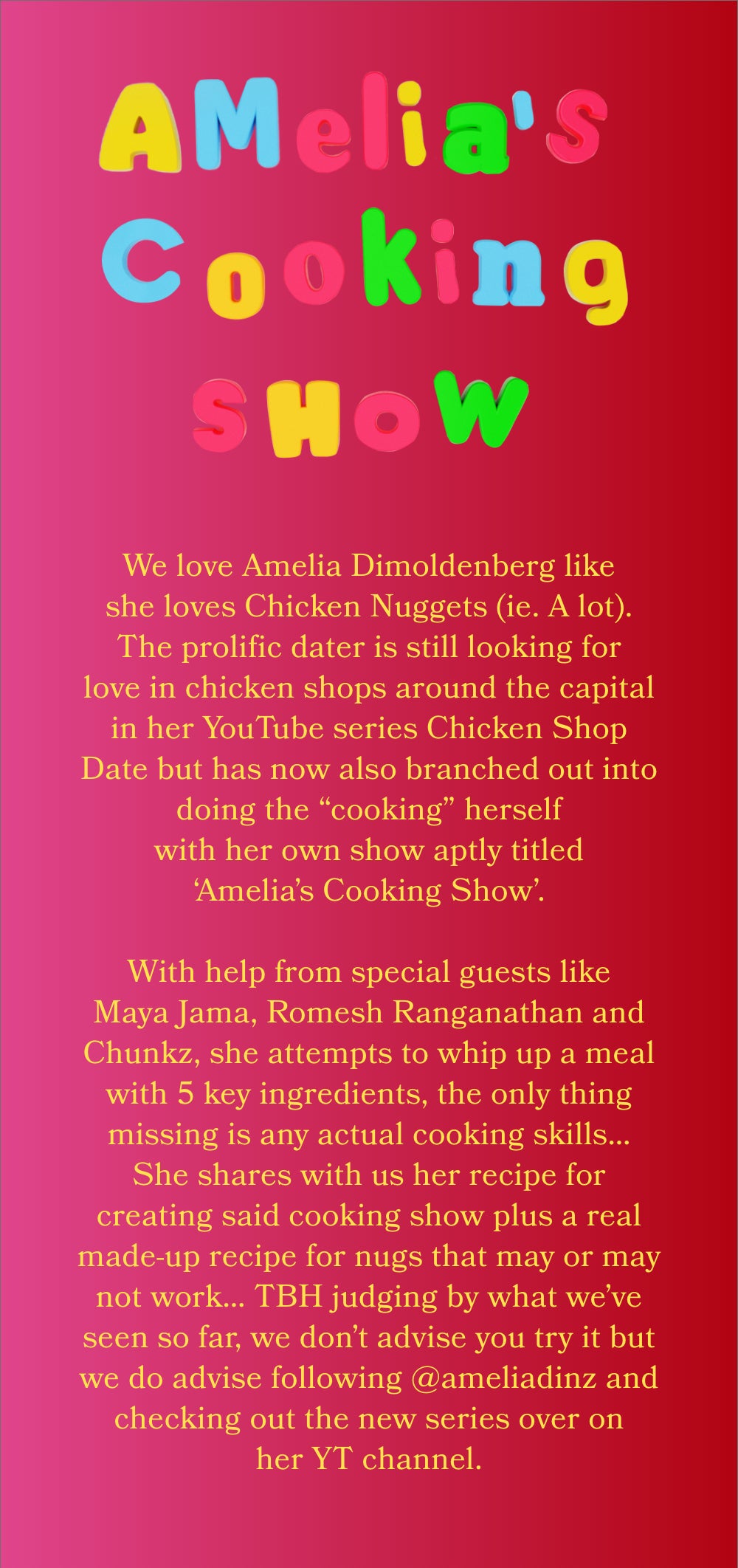 Amelia's cooking show