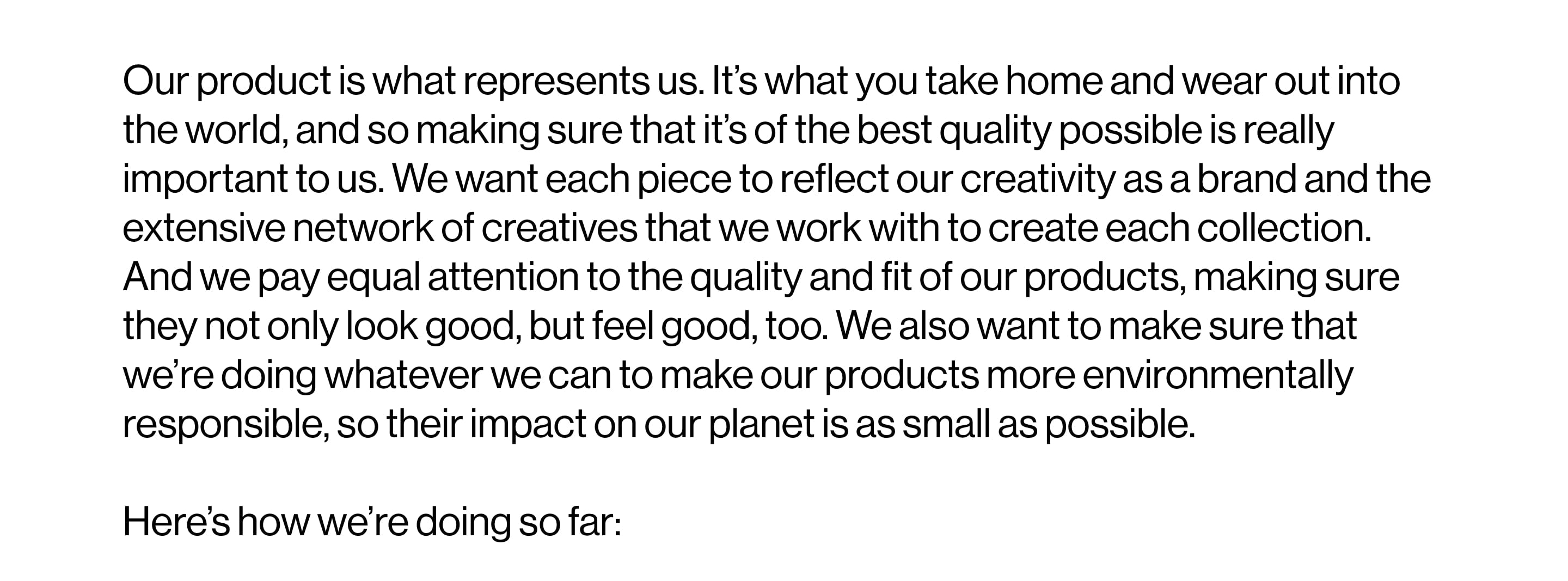 Our Brand Responsibility: Product