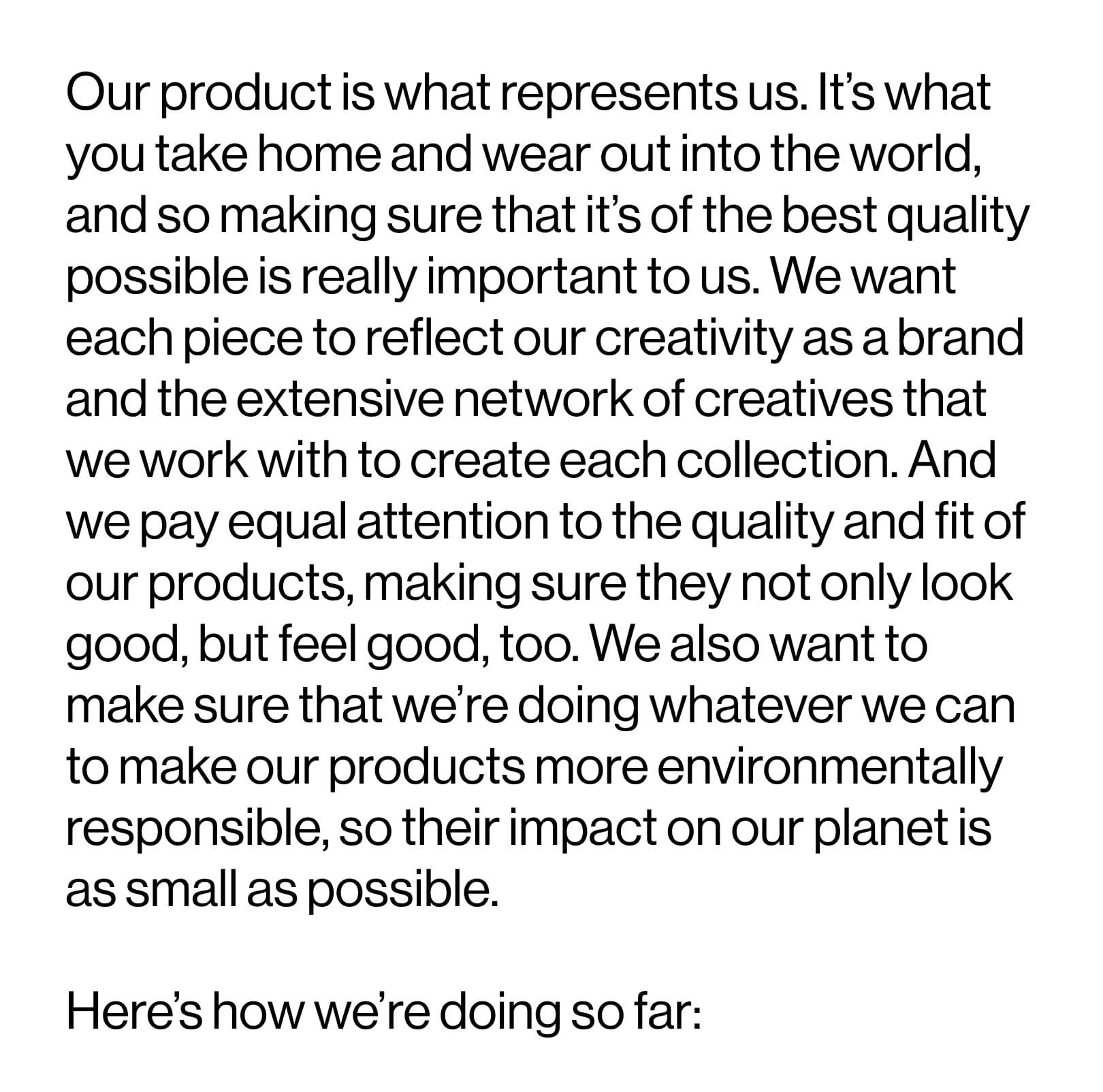 Our Brand Responsibility: Product