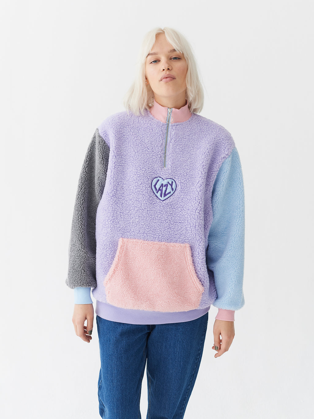 lazy oaf color panel hoodie sweatshirt