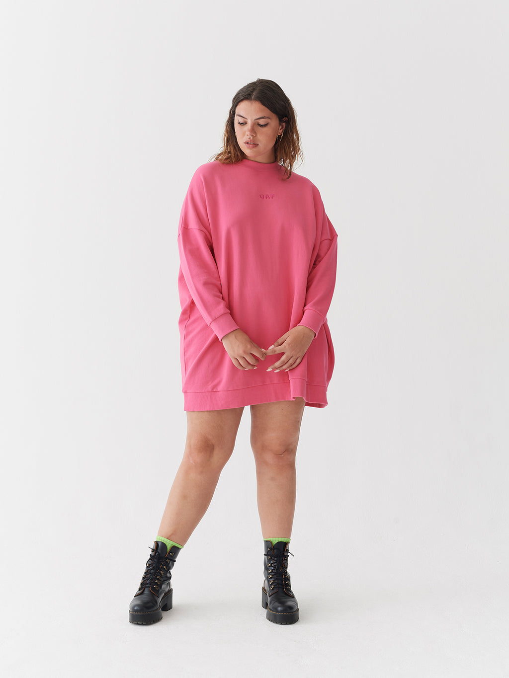pink sweatshirt dress
