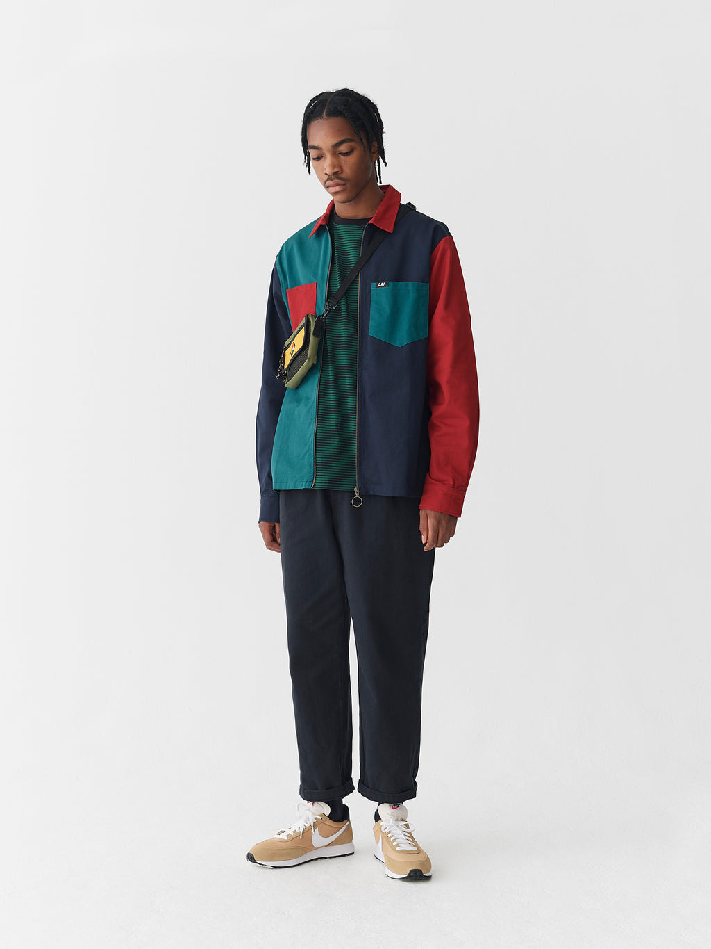 lazy oaf color panel hoodie sweatshirt