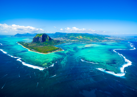 Areal view of Mauritius