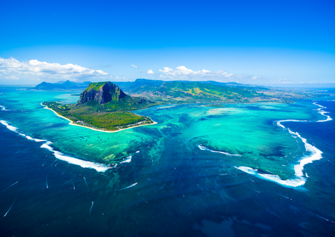 Vue aérienne de l'île Maurice