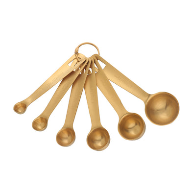 Measuring Spoons - Heavy Duty Narrow Gold Plated Set of 6 (Retail