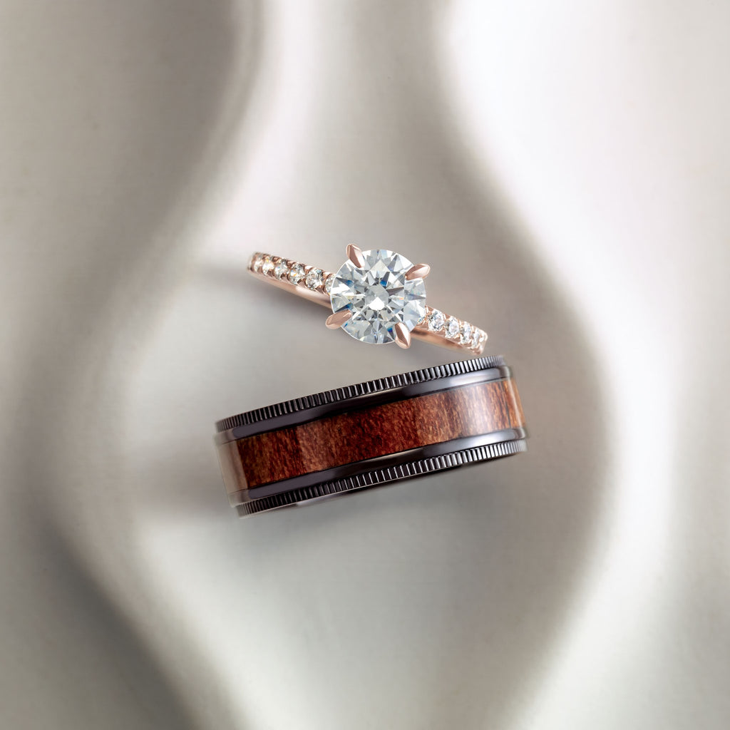 French-set engagement ring in rose gold