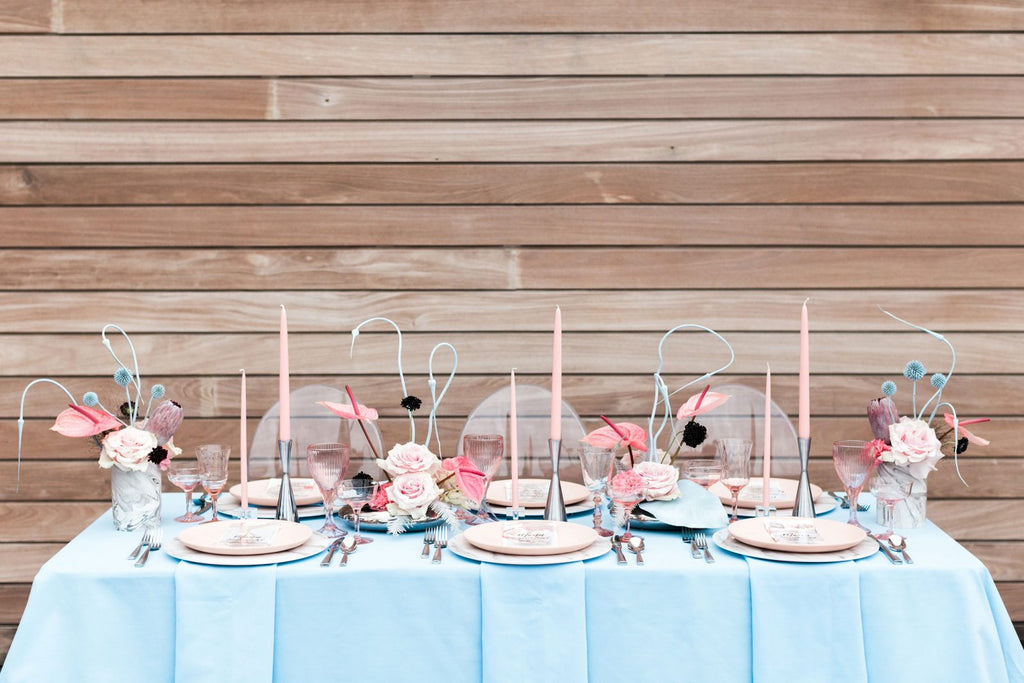 Pink and blue retro glam wedding inspiration