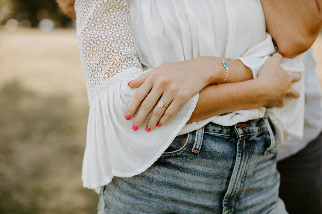 Engagement Photos with oval diamond engagement ring