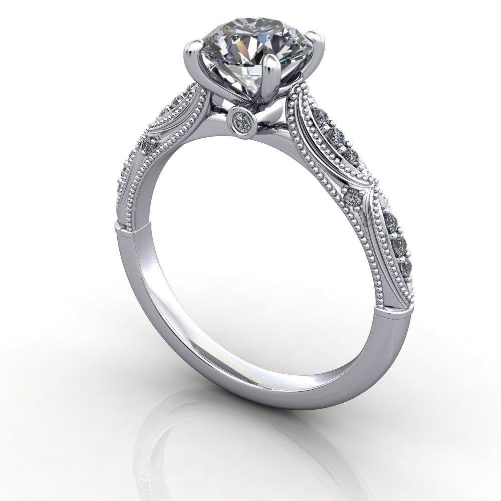 Lourdes Solitaire Vintage Engagement Ring (setting only) - Soha Diamond ...