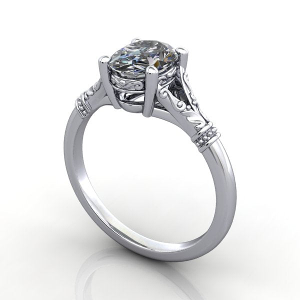 Gray Contemporary Side Stone Bezel Diamond Engagement Ring - artcarvedbridal