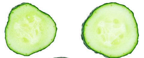 The anti-inflammatory effect of cucumber slices on your eyes. Two cucumber slices