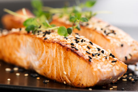 SALMON STEAK. One of 7 Superfoods for Smooth, Glowing Skin and Strong, Healthy Hair