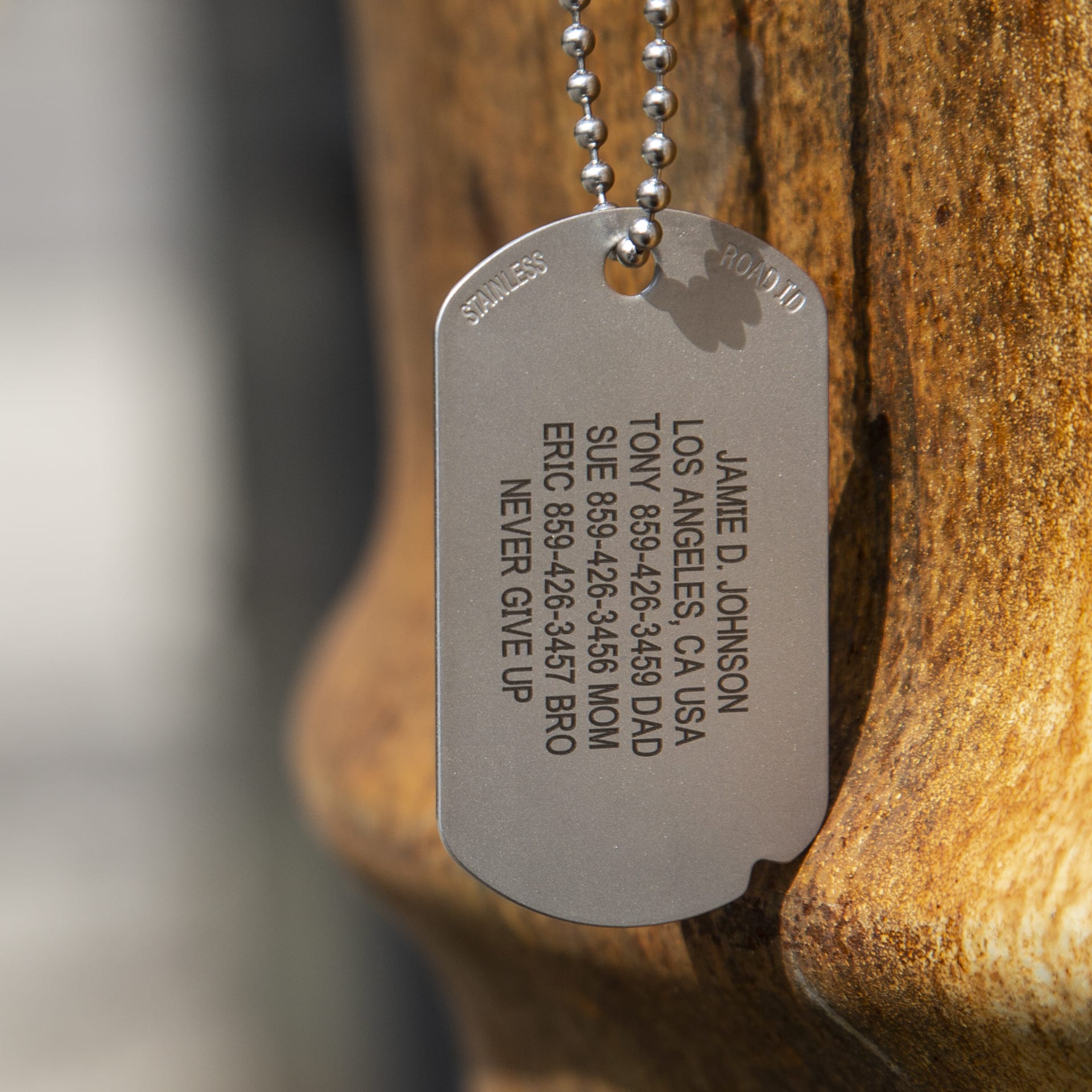 what is written on military dog tags