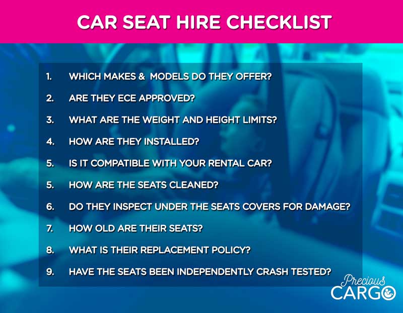 RENTING INFANT AND TODDLER CAR SEATS- HIRE CHECKLIST