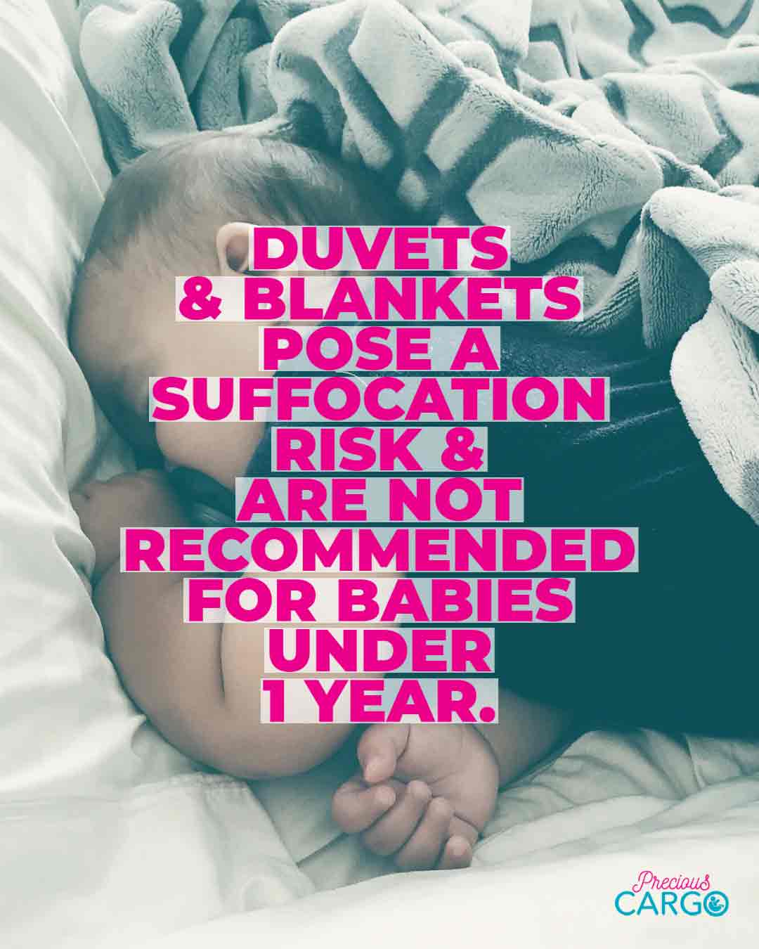 it is not safe to use duvet in baby's cot