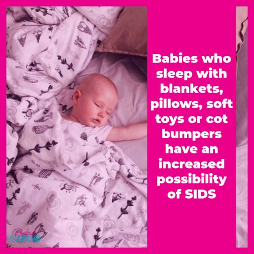 no blankets, pillows, toys in baby's cot