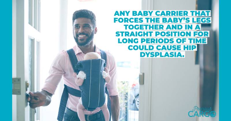 unhealthy hip position in baby carrier