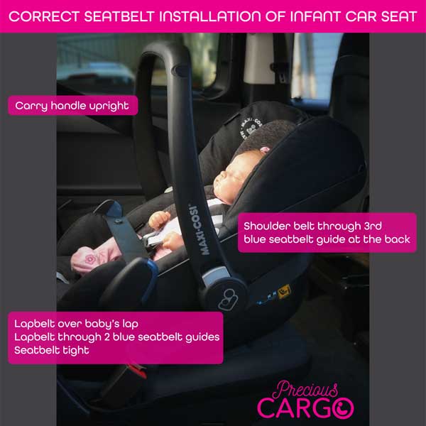 correct infant car seat installation with seatbelt