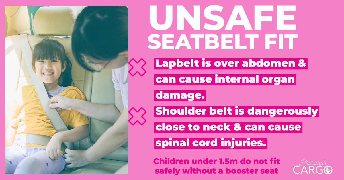 unsafe seatbelt fit on a child