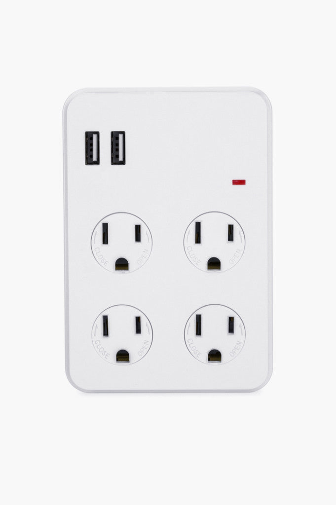 4-Outlet Surge Protected Wall Plug with 2 USB Charging ...
