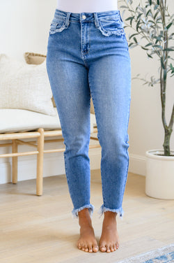 Judy Blue Christina Fringed Pocket Slim Fit Jeans