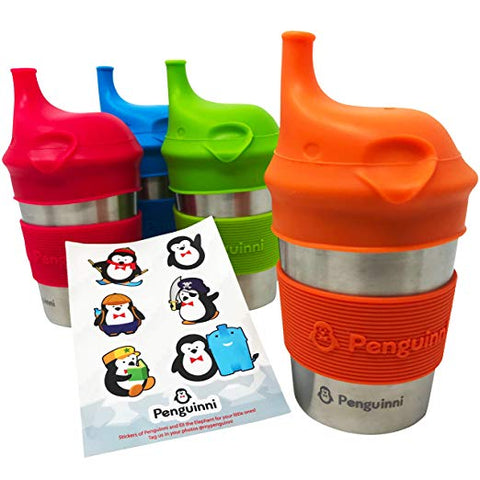 Penguinni, no-plastic, leak-proof, light-weight, easy-to-clean, silicone steel Sippy Cups