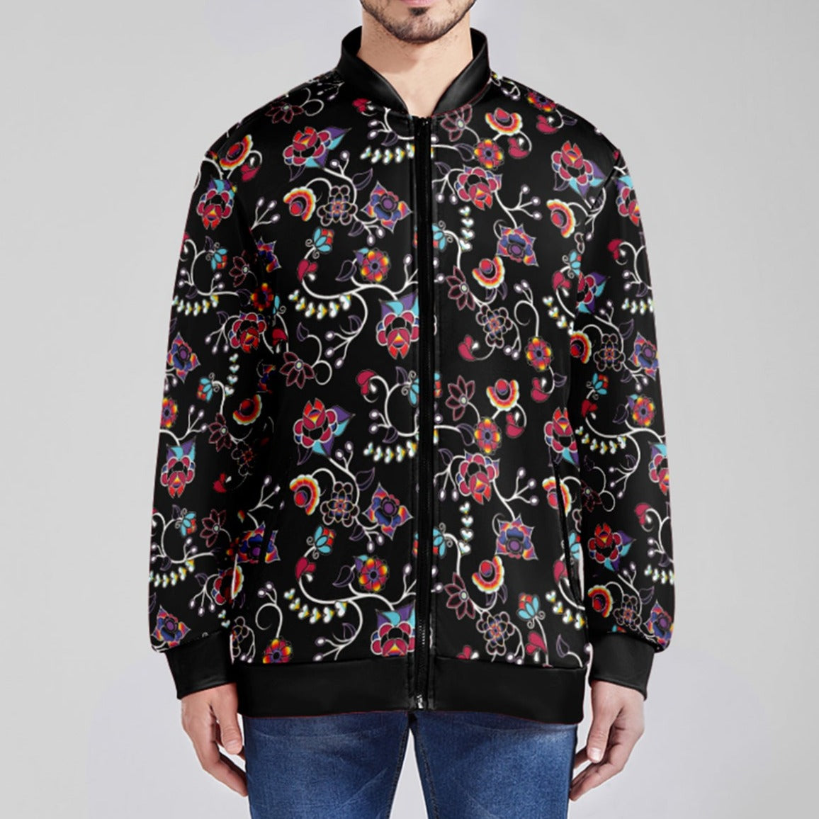 Indigenous Paisley Sky Zippered Collared Lightweight Jacket