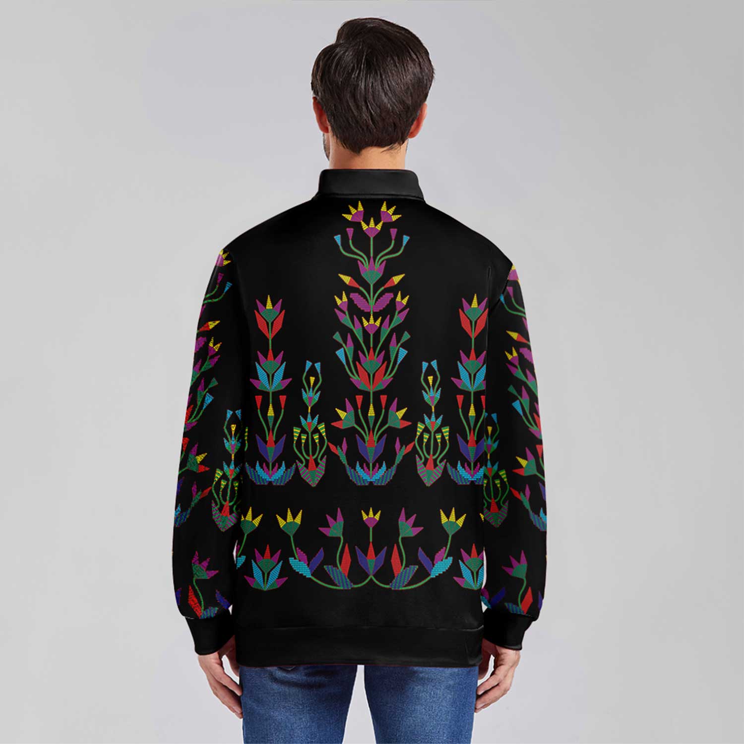 Indigenous Paisley Sky Zippered Collared Lightweight Jacket