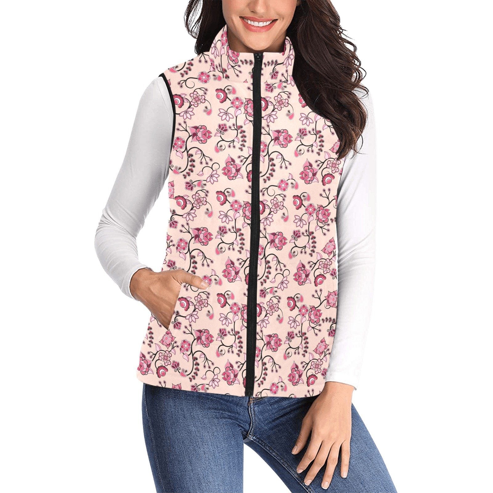 Purple Floral Amour Women's Padded Vest Jacket