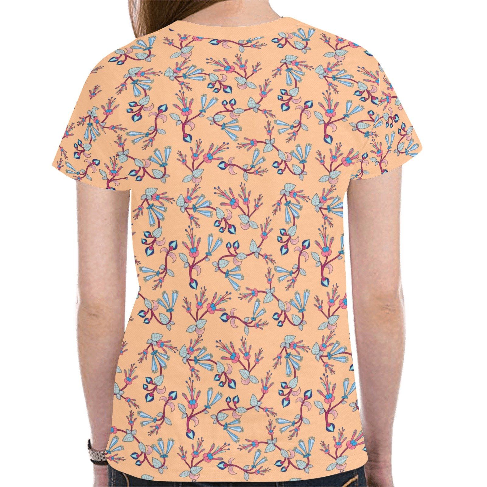 Swift Floral Peache New All Over Print T-shirt for Women (Model T45)