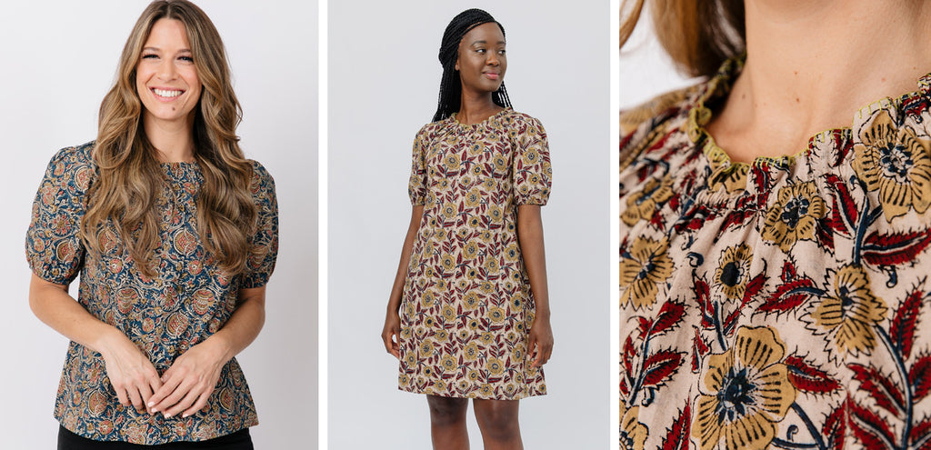 the Yashvi Top and Yashvi Dress are beautiful block printed pieces for pre-fall