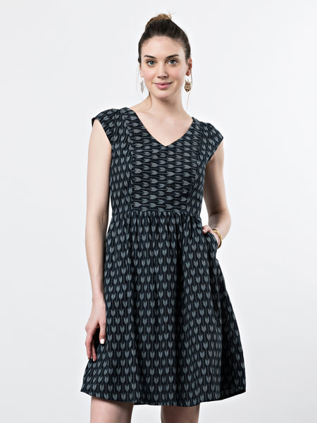 The Aurora V-Neck Dress in Slate by Mata Traders.