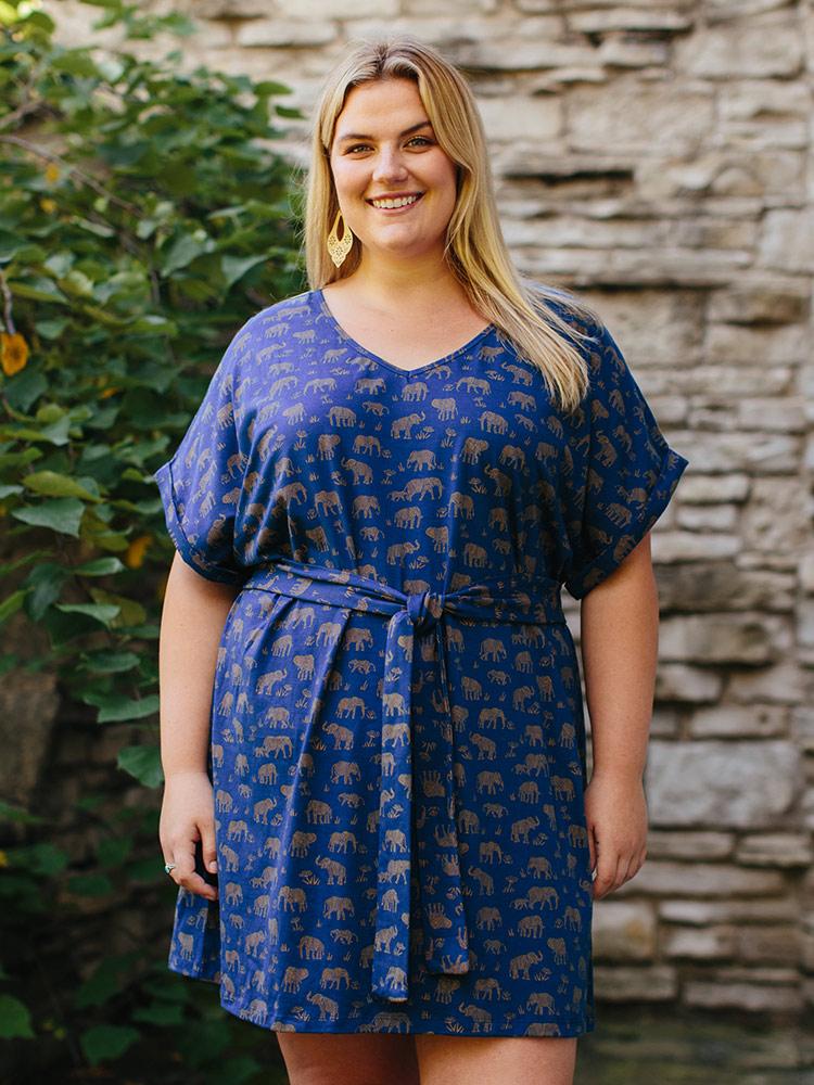 blue and gold plus size dress