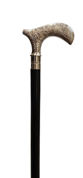 Chrome Etched Handle Black Walking Stick TI-W012N-The Best Handy Crafts