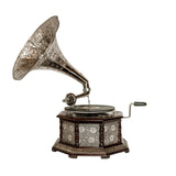 Treasure Imports' Octagonal Etched Silver Horn Gramophone TI-G111