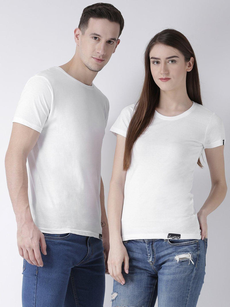 DUO Couple Bio-Wash Cotton White Color Half Sleeve Couple ...