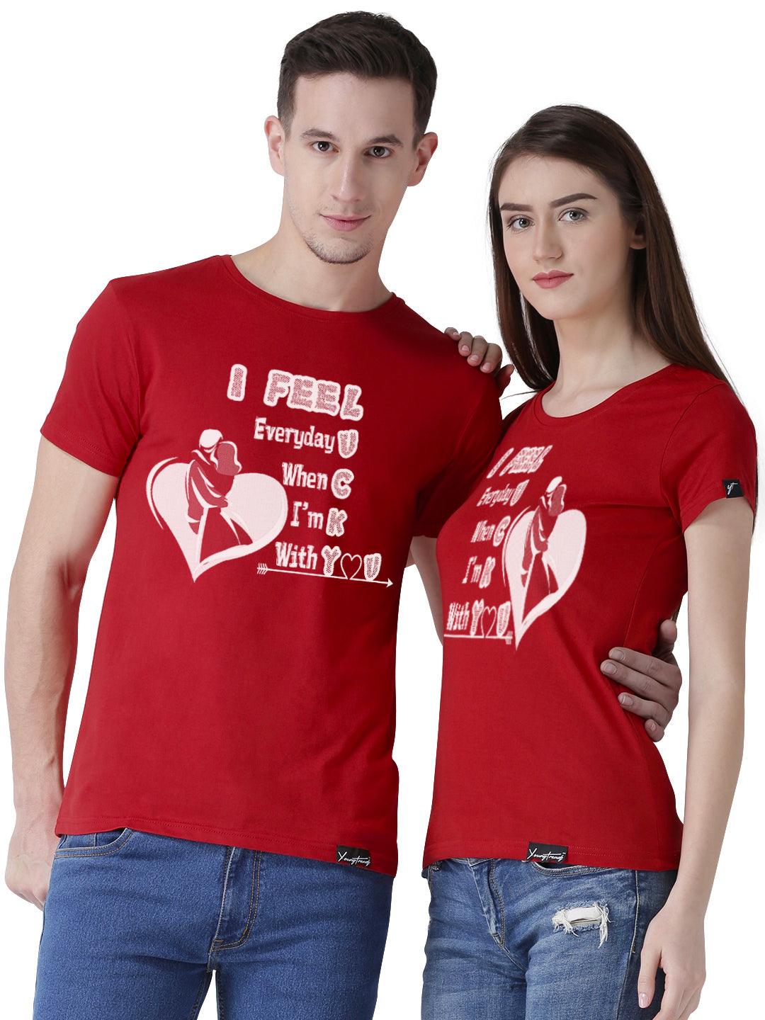 red t shirt couple