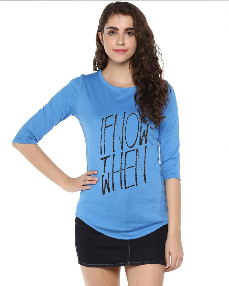 Womens 34U Ifnot Printed Blue Color Tshirts