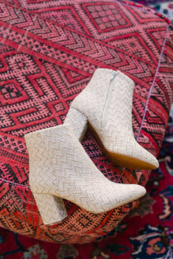 Andrea Sand Jute Woven Vegan Ankle Booties 