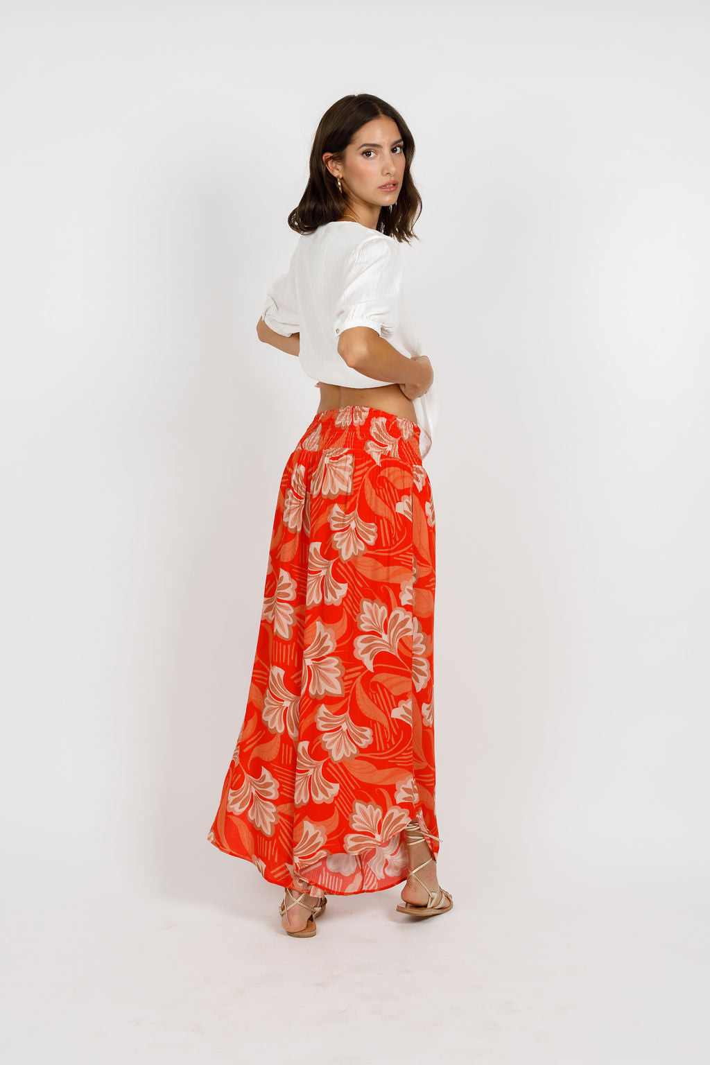 Sherrie Red Satin Wide Leg Pants - band of the free