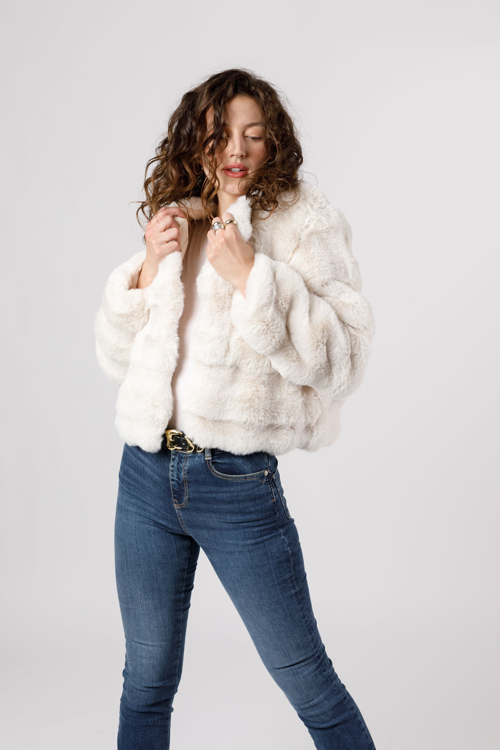 Ivory Cropped Faux Fur Jacket | Womens | X-Large (Available in XS, S, M, L) | 100% Polyester | Lulus