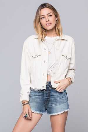 short white denim jacket