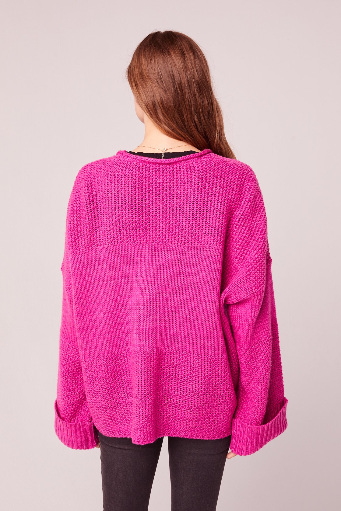 fuschia cardigan sweater