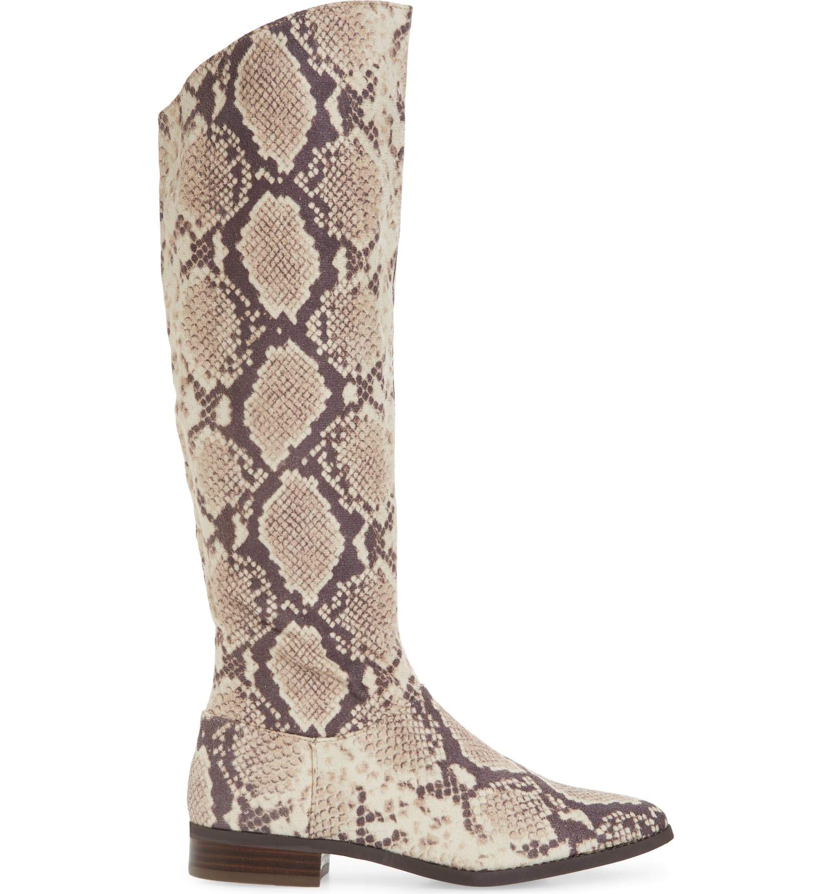 knee high snake print boots