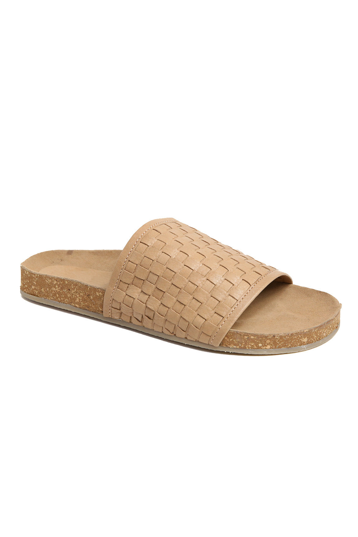 woven leather slide sandals