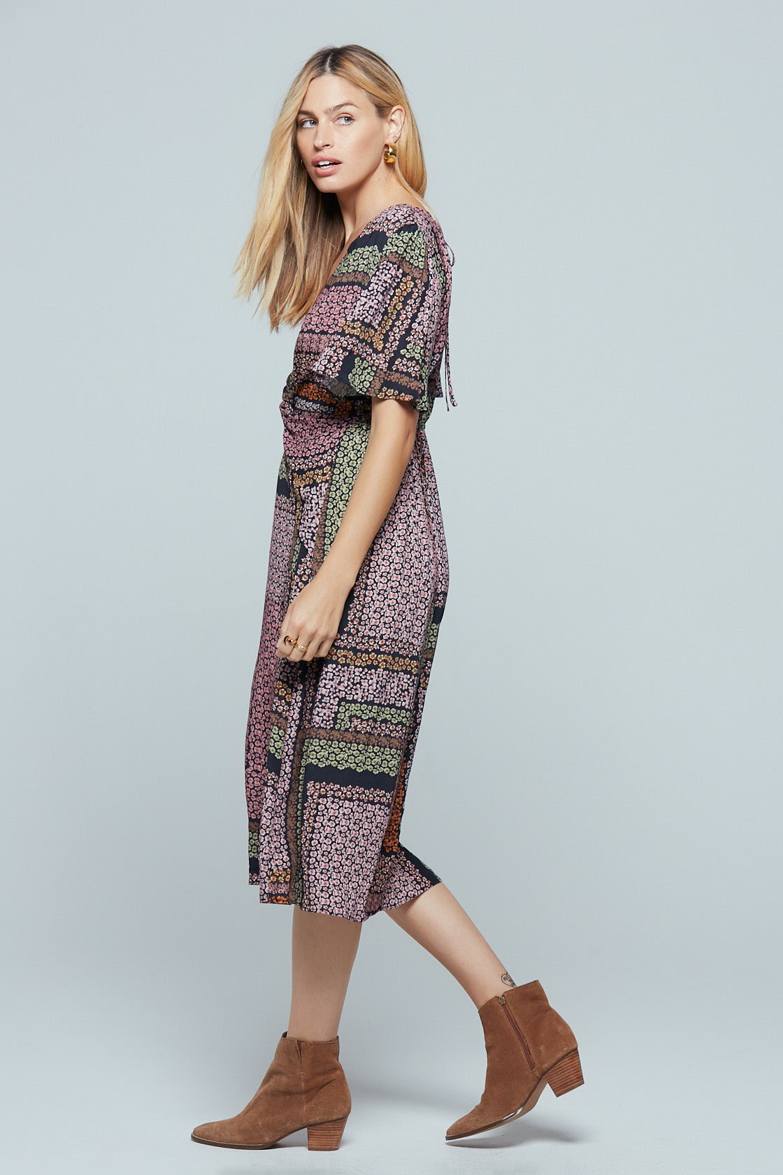 ditsy print midi dress