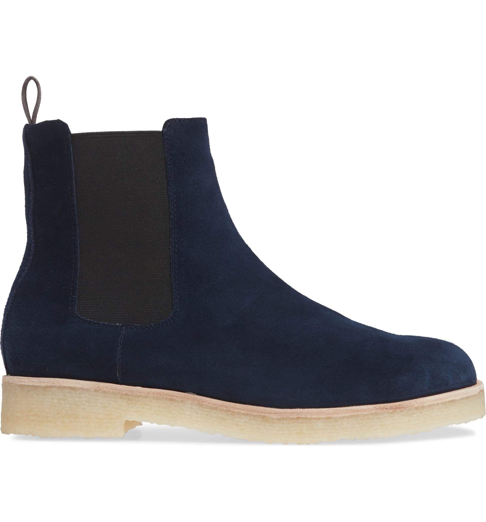 navy suede bootie