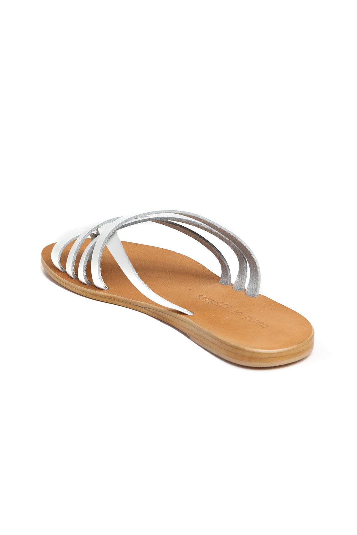 white strappy flip flops